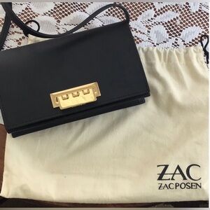 New ZAC Zac Posen Black Crossbody Bag with Gold-Tone Accents